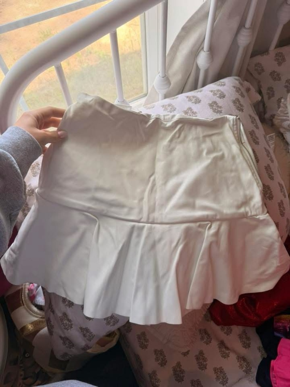 Classic Cream Ruffle-Hem Skater Skirt